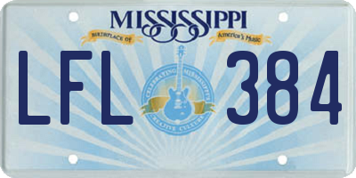 MS license plate LFL384