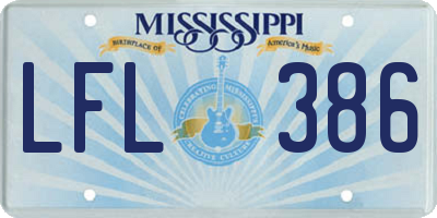 MS license plate LFL386