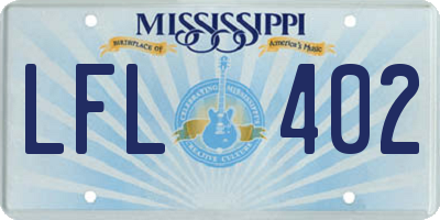 MS license plate LFL402