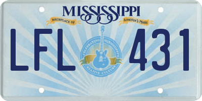 MS license plate LFL431