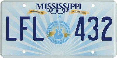 MS license plate LFL432