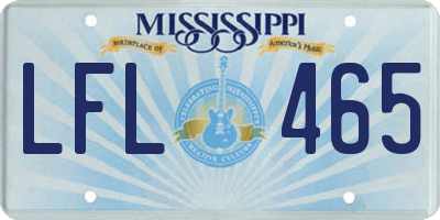 MS license plate LFL465