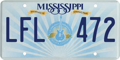 MS license plate LFL472