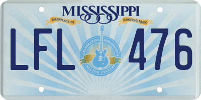 MS license plate LFL476