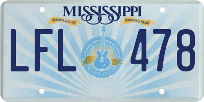 MS license plate LFL478