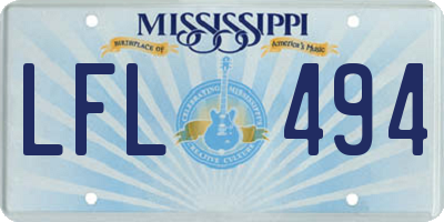 MS license plate LFL494