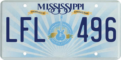 MS license plate LFL496