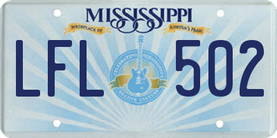 MS license plate LFL502