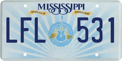 MS license plate LFL531