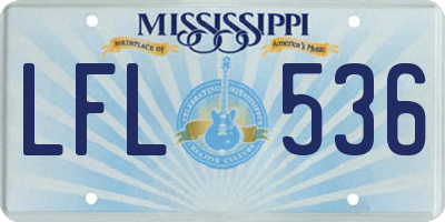 MS license plate LFL536