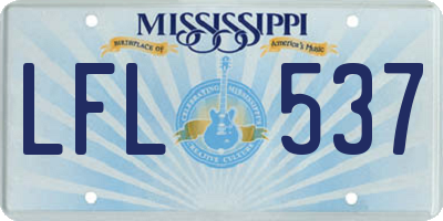 MS license plate LFL537