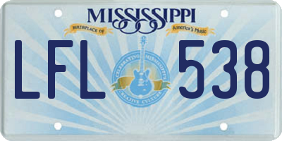 MS license plate LFL538