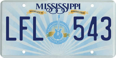 MS license plate LFL543