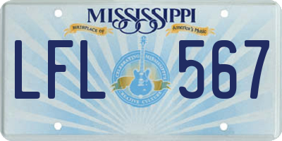 MS license plate LFL567