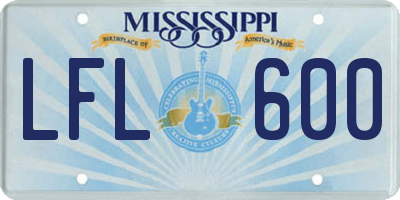 MS license plate LFL600