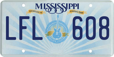 MS license plate LFL608