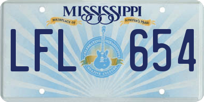 MS license plate LFL654