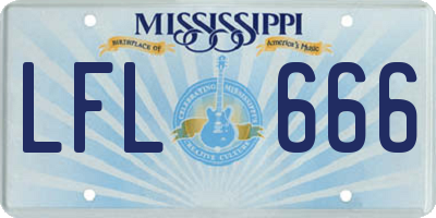 MS license plate LFL666