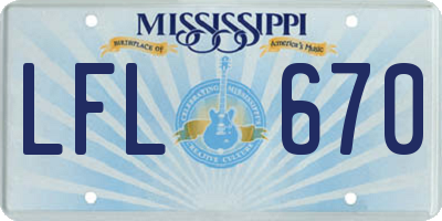 MS license plate LFL670