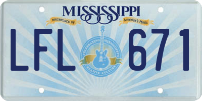 MS license plate LFL671