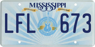 MS license plate LFL673