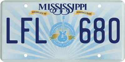 MS license plate LFL680