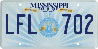 MS license plate LFL702