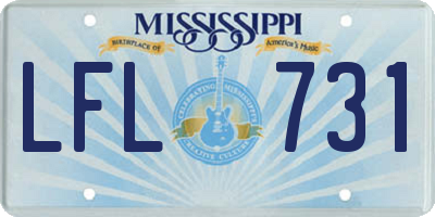 MS license plate LFL731