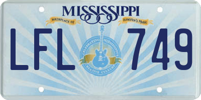 MS license plate LFL749