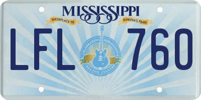 MS license plate LFL760