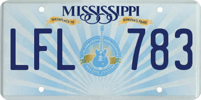MS license plate LFL783