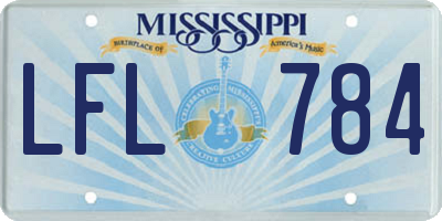 MS license plate LFL784