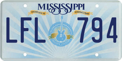 MS license plate LFL794