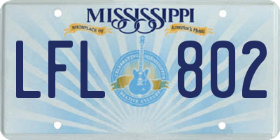 MS license plate LFL802