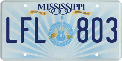 MS license plate LFL803