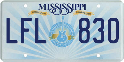MS license plate LFL830