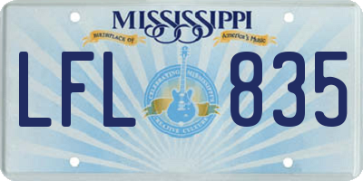 MS license plate LFL835