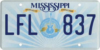 MS license plate LFL837