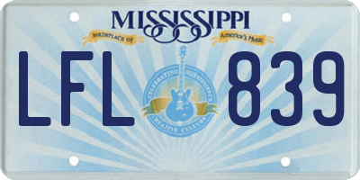 MS license plate LFL839