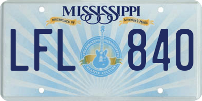 MS license plate LFL840