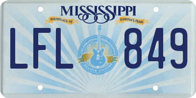 MS license plate LFL849