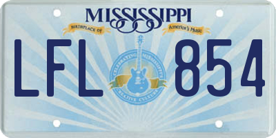 MS license plate LFL854