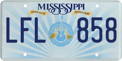 MS license plate LFL858