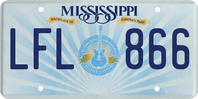 MS license plate LFL866