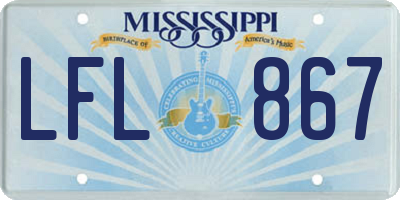 MS license plate LFL867