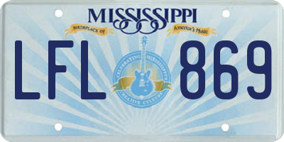 MS license plate LFL869