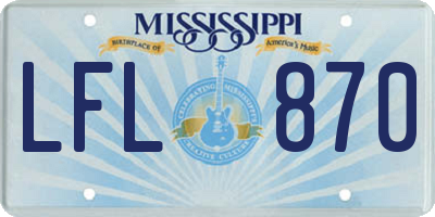 MS license plate LFL870