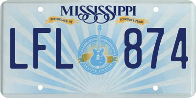 MS license plate LFL874
