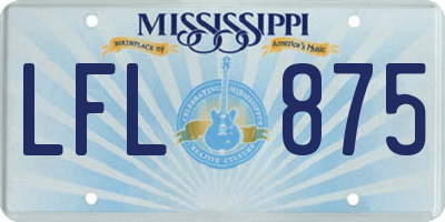 MS license plate LFL875
