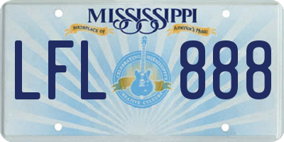MS license plate LFL888